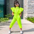 Kids Girls' Overall Jumpsuit Solid Color Active Outdoor 3-7 Years Fall fluorescent green Orange