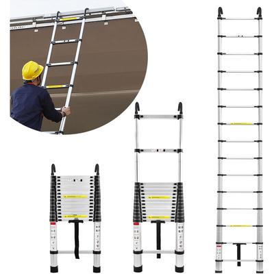 Aufun - Teleskopleiter 3,8m Alu-teleskopleiter Rutschfester Aluleiter Schiebeleiter Sprossenleiter Image