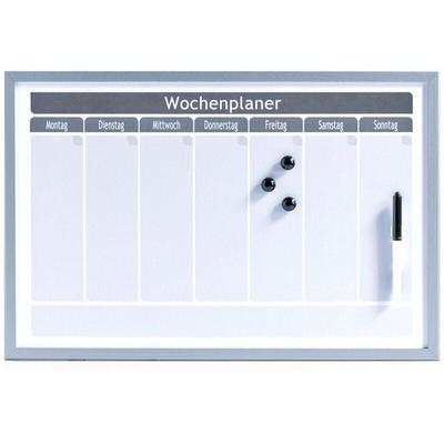 Zeller - Magnettafel wochenplaner + 3 Magnete und Filzstift, grau, 60x40 cm