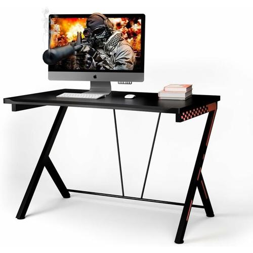 Gaming Tisch, Schreibtisch mit Kohlefaserbeschichtung, Ergonomischer pc Tisch, Gamer Computertisch