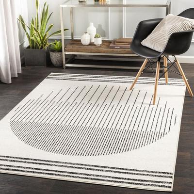 Teppich Kurzflor Wohnzimmer Modernes Skandi Design Weiß und Schwarz 152 x 213 cm - Surya