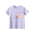 DkinJom baby girl clothes Toddler Kids Girl S Half Sleeve Crewneck Top Purple Cartoon Top Casual Top Cute Cartoon Cake Design