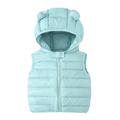 AnuirheiH Boys Girls Puffer Vest Lightweight Water-Resistant Winter Warm Jacket Cute Bear Ear Hoodie Kids Sleeveless Shiny Coats