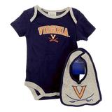 NCAA Virginia Cavaliers Baby Bodysuit And Bib Set (6-9M) Short Sleeve Infant Clothes Creeper And Baby Bib Set