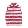 AherBiu Toddler Kids Fleece Vests Zip up Stand Collar Stripes Printed Fuzzy Warm Winter Sleeveless Jackets with Pockets