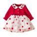 Toddler Fashion Dresses Holiday Playwear For Little Girls Spring Autumn Print Ruffle Tulle Long Sleeve Casual Fall Winter Clothes Red 120