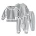 Esaierr 2-10 Years Old Boys Cute Small Label Line Pattern Sweatshirt Set Long Sleeve Round Neck Sweatsuit Outfit Spring Fall Cotton Sweatshirt Pants Set for Kids Toddler