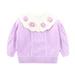 QIANGONG Girls Sweaters Flower Embroidery Girls Sweaters Crew Neck Long Sleeve Girls Sweaters Purple 7-8 Years