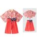 Toddler Girl Fall Outfits Spring Summer Floral Cotton Print Short Sleeve Shorts Kimono Pajamas Girl Clothes