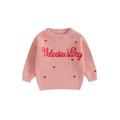 Toddler Baby Boy Girl Valentine s Day Clothes Letter Heart Embroidery Crew Neck Long Sleeve Sweater Pullovers Fall Jumpers Tops