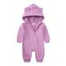 QIANGONG Baby Boys Bodysuits Solid Baby Boys Bodysuits Hooded Long Sleeve Baby Boys Bodysuits Purple 9-12 Months