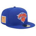 Men's New Era Blue York Knicks Court Sport Leather Applique 59FIFTY Fitted Hat