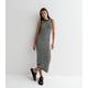 Black Stripe Knit Sleeveless Bodycon Maxi Dress New Look