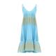 Women's Tank Linen Dress With Embroidered Cotton Ruffles Zante Blue Gold Small Haris Cotton