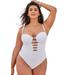 Plus Size Women's Underwire Lace Up One Piece Swimsuit by Swimsuits For All in White (Size 20)