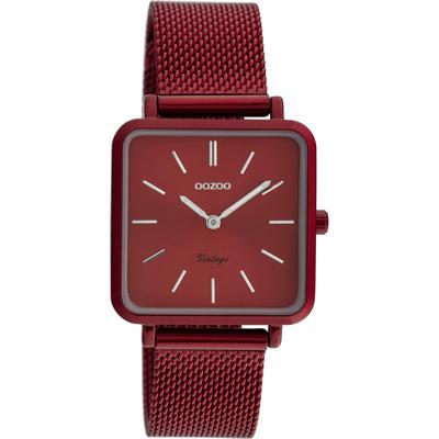 Quarzuhr OOZOO "C20011", rot (bordeaux), Armbanduhren, Damen, Armbanduhr, Damenuhr, Edelstahlarmband Image