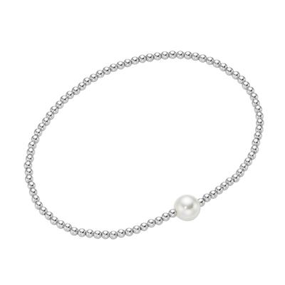 Armband SMART JEWEL "Silber-Kugeln und Glasperle, Silber 925" Gr. 15, silber, Armbänder, Damen, 15cm, Silber 925 (Sterli