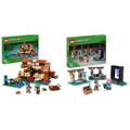 LEGO Minecraft Das Froschhaus, Spielzeug-Haus mit Figuren inkl. Zombie & Minecraft Die Waffenkammer, Gaming-Set mit Heldenfiguren, Spielzeug-Waffen