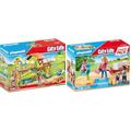 PLAYMOBIL City Life 70281 Abenteuerspielplatz mit Kletterwand, Reifenschaukel und Rutsche, Ab 4 Jahre & City Life 71258 Erzieherin mit Bollerwagen, ab 4 Jahren