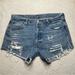Levi's Shorts | Levis Denim Jeans 501 Button Fly Distressed Ripped Size 36 | Color: Blue | Size: 36