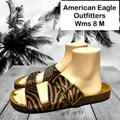 American Eagle Outfitters Shoes | American Eagle Outfitters Womens Animal Print Flat Slide Sandal Size 8 M Euc | Color: Black/Brown | Size: 8