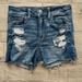 American Eagle Outfitters Shorts | American Eagle Outfitters Light Wash Distressed Hi-Rise Shortie Denim Shorts 4 | Color: Blue | Size: 4