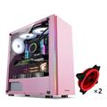 Gaming Case,Mid-Tower PC Gaming Case ATX/M-ATX/ITX - Front I/O USB 3.0 Port - Full Side Through Glass - Includes Red Dual Aperture Fan (Size : 2 fans)