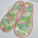 Lilly Pulitzer Shoes | Lilly Pulitzer Flip Flop Jelly Sandals Size 7 Pink Green Daisy Floral Thongs | Color: Green/Pink | Size: 7