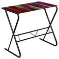 vidaXL Computer Desk PC Table Home Office Workstation Glass with Rainbow Pattern