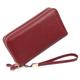 SENDEFN Women's Leather Large and Long Format, Women's Double Zip, Purse with RFID Protection, Wallet with Zip, Coin Compartment and Many Compartments, Burgundy red, L, Modern
