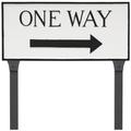 Montague Metal Products SP-81L-LS-WB 10.25" x 21" Large Rectangle Right One Way Sign with Lawn Stakes-White/Black Statement Plaque, 21 x 10.25