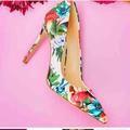 Jessica Simpson Shoes | Jessica Simpson Floral Pointed Toe Heels Pumps Women Size 7 | Color: Pink/White | Size: 7