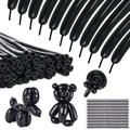 LovesTown 100PCS Long Balloons, Black Twisting Animal Balloons Thickening Latex Modeling Long Magic Balloons for Weddings Birthdays Festival Party Decor