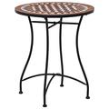 Lechnical Garden Dining Table,Metal Garden Furniture,Table For Garden,Mosaic Bistro Table Brown 60cm Ceramic