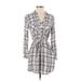 Soft Joie Casual Dress - Mini Collared Long sleeves: Gray Plaid Dresses - Women's Size X-Small