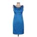 Donna Ricco Cocktail Dress - Sheath: Blue Solid Dresses - Women's Size 8