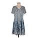 Made With Love Casual Dress: Blue Batik Dresses - Women's Size Small