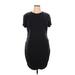 Express Casual Dress - Mini Crew Neck Short sleeves: Black Solid Dresses - Women's Size X-Large