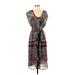 Lucky Brand Casual Dress - Midi: Brown Batik Dresses - Women's Size Small