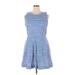 Gap Casual Dress - Mini Crew Neck Sleeveless: Blue Stripes Dresses - New - Women's Size 14