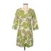 Boden Cocktail Dress - Shift V Neck 3/4 sleeves: Green Color Block Dresses - Women's Size 6