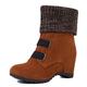 Lizoleor Women Round Toe Classic Wedge Heel Ankle Boots Slip On Comfort Winter Height Increasing Knitted Stretch Booties Brown Size 1.5 UK/34