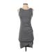 Leith Casual Dress - Mini Crew Neck Sleeveless: Gray Marled Dresses - Women's Size Small