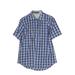 Van Heusen Short Sleeve Button Down Shirt: Blue Plaid Tops - Kids Boy's Size Medium