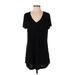 Soma Casual Dress - Mini V Neck Short sleeves: Black Print Dresses - Women's Size Small