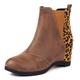 Lizoleor Women Round Toe Classic Wedge Heel Ankle Boots Slip On Comfort Winter Height Increasing Knitted Stretch Booties Brown Size 4 UK/37