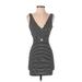 Soprano Casual Dress - Mini V Neck Sleeveless: Black Print Dresses - Women's Size X-Small