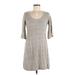 Pink Rose Casual Dress - Sweater Dress: Gray Tweed Dresses - Women's Size Medium