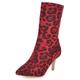 Lizoleor Women Mid Calf Pointed Toe Side Zip Leopard Booties Evening Party Fashion Stiletto High Heels Short Boots Dress Red Size 1 UK/33