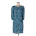 Kensie Cocktail Dress - Shift: Blue Acid Wash Print Dresses - Women's Size 12